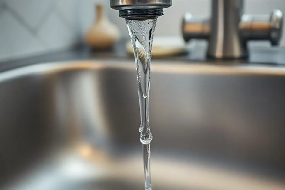 Vazamento em pia de cozinha em residência brasileira.