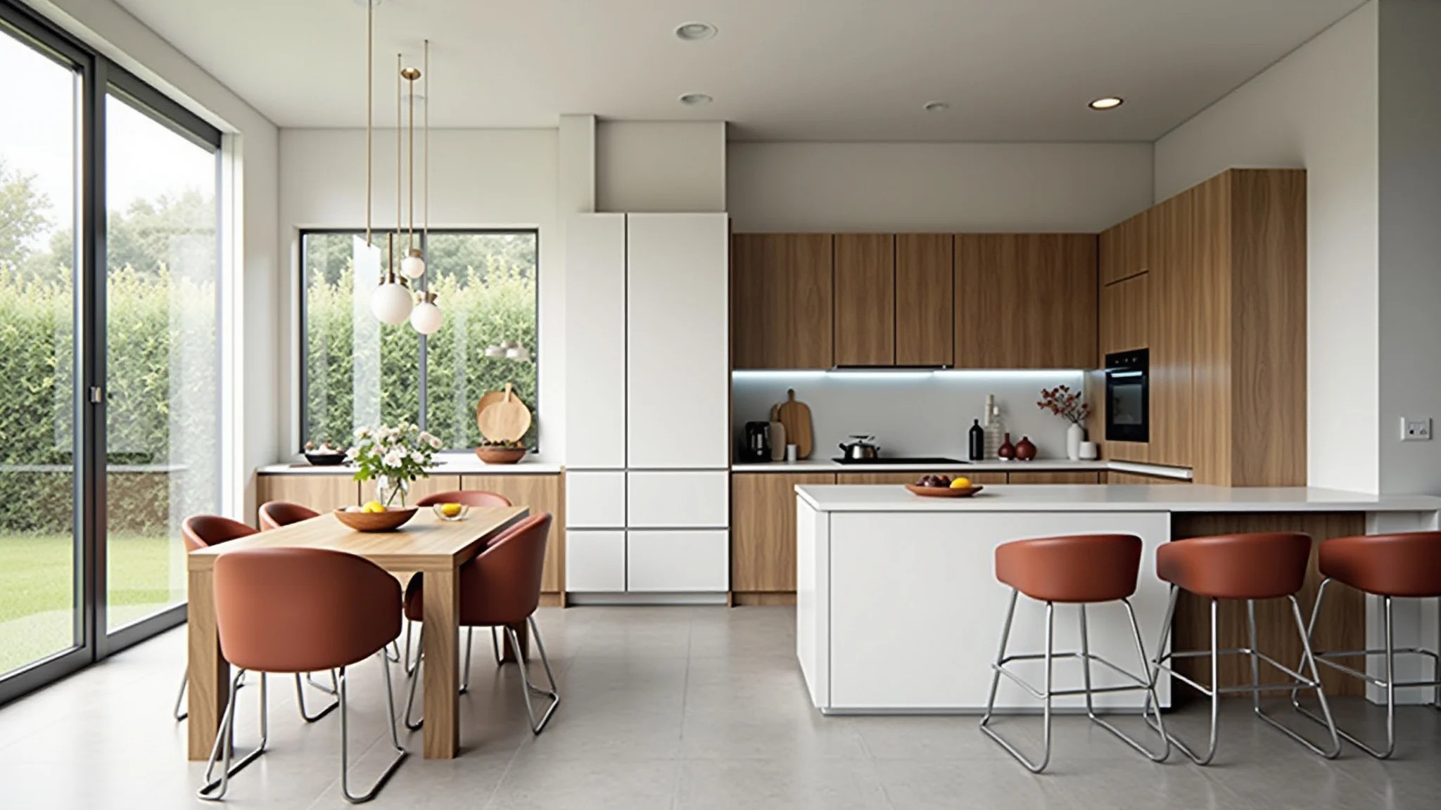 Cozinha planejada pequena e moderna com armários sob medida e layout eficiente.