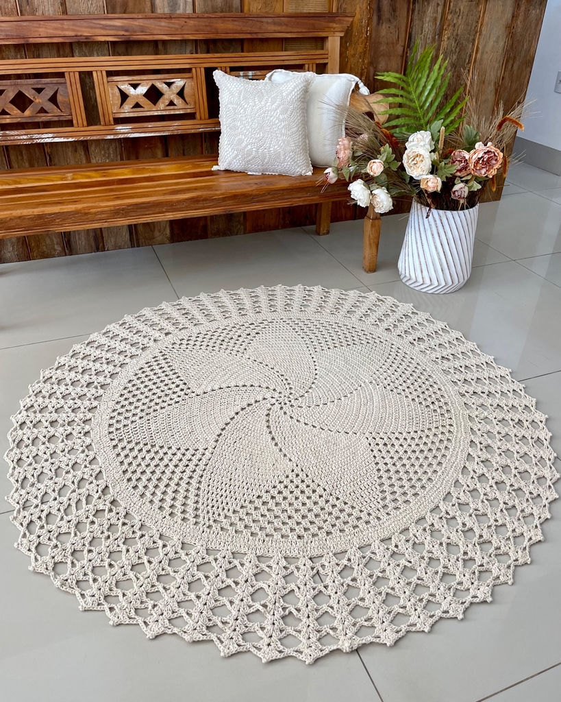 Tapete Redondo 1,45m Ciranda Crochê ...