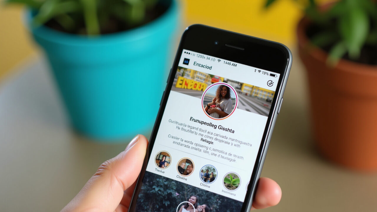 Exemplo de bio criativa para Instagram em um smartphone.