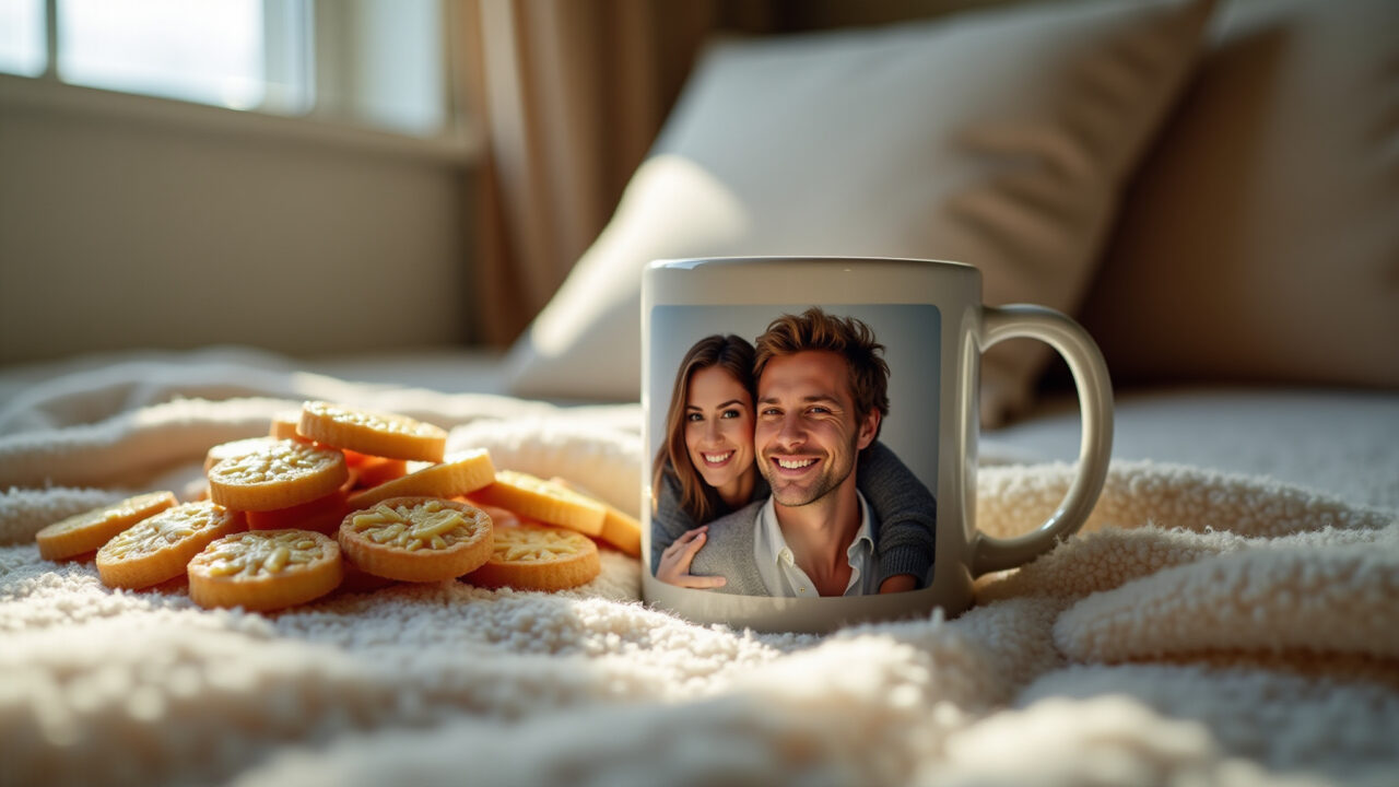 Caneca personalizada com foto de casal, presente criativo.