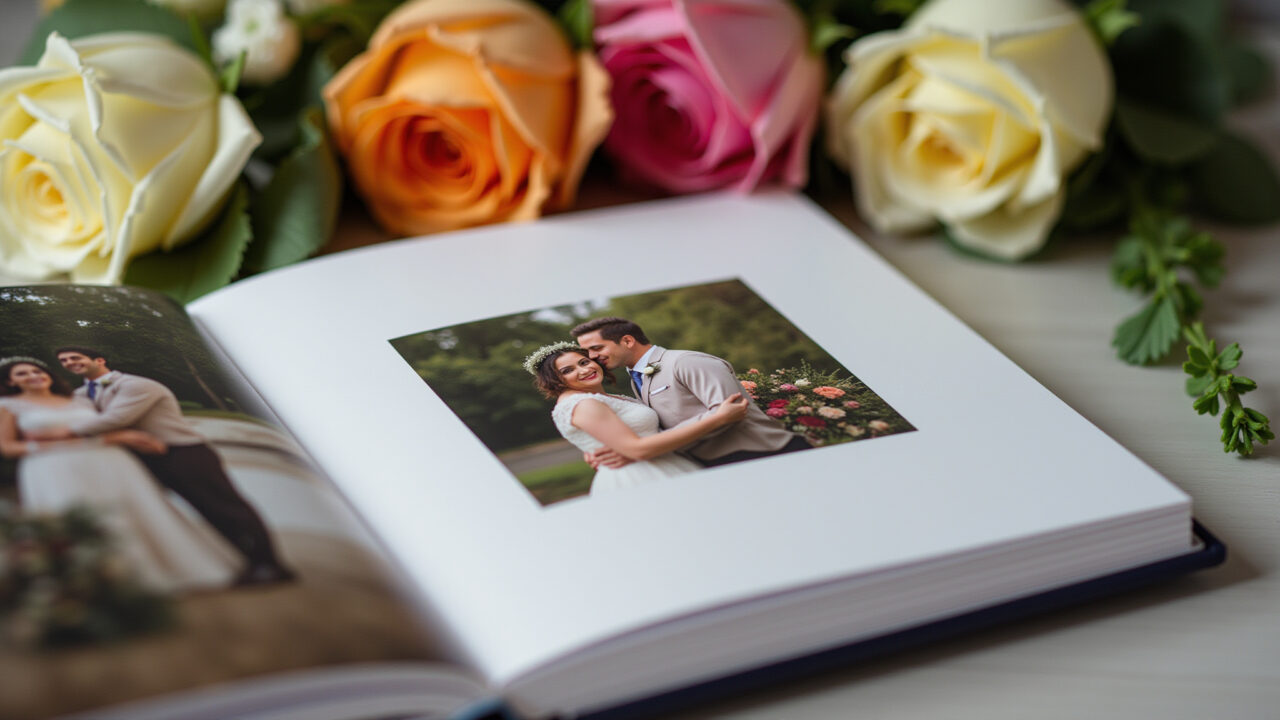 Álbum de fotos personalizado com memórias do casal, presente DIY.