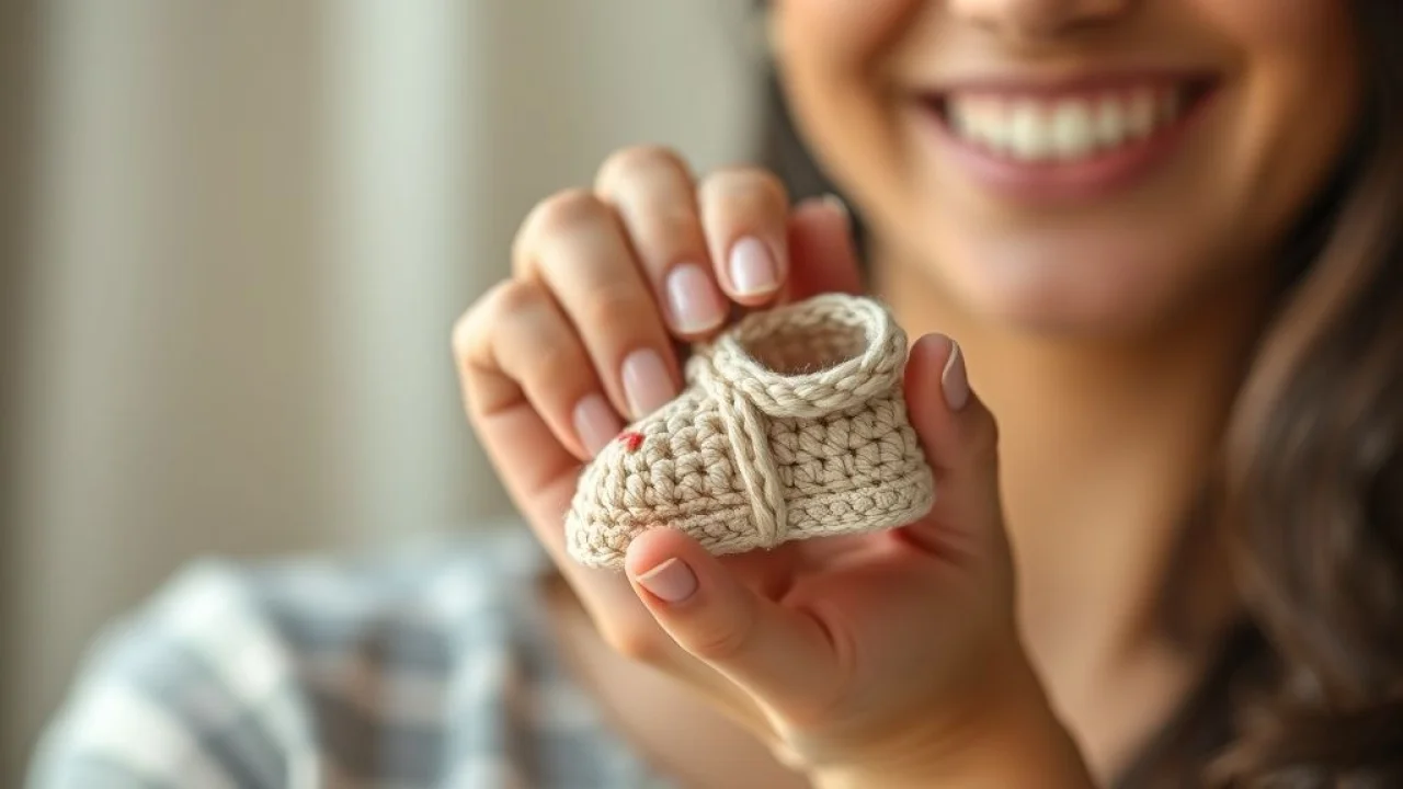 Sapatinho de crochê feito à mão com amor para bebê, artesanato brasileiro