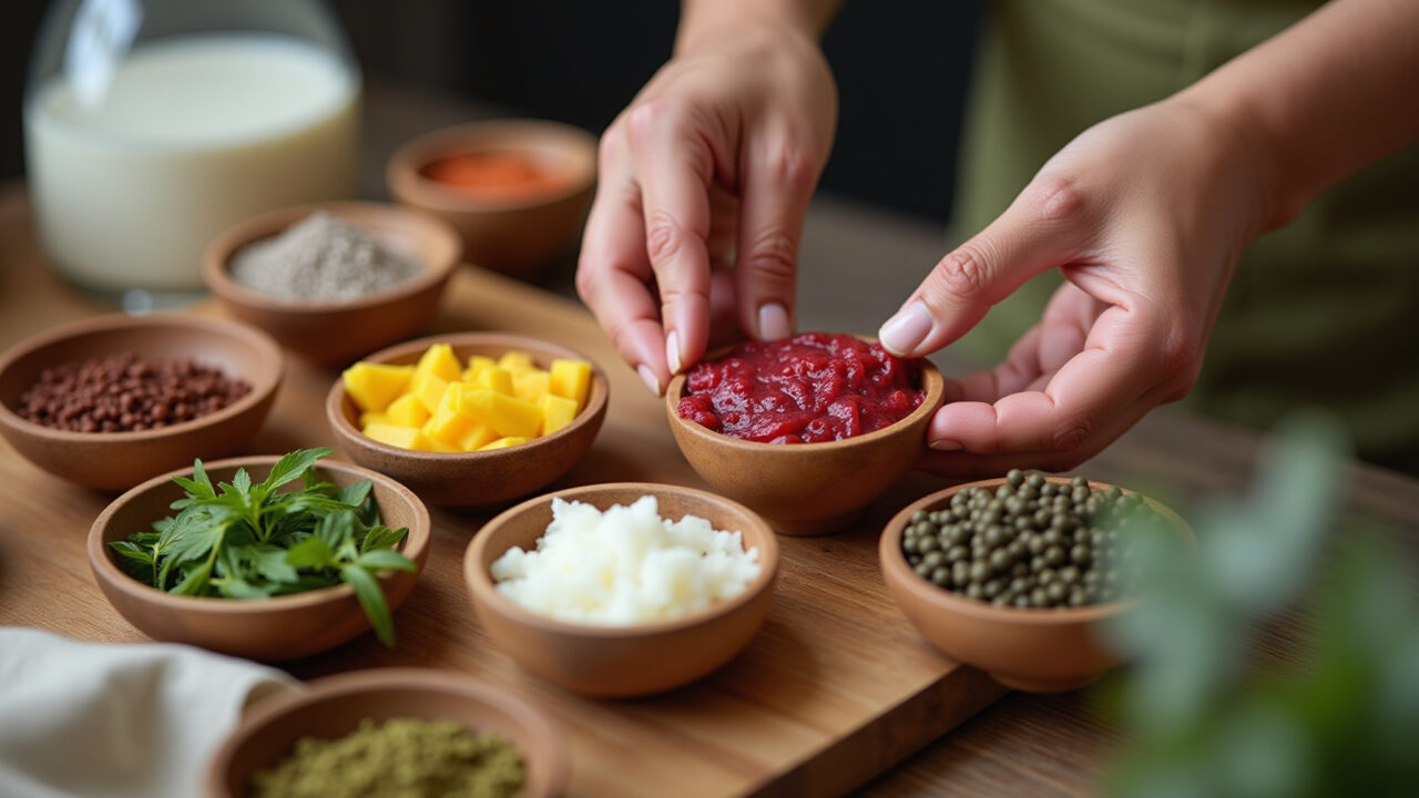 Preparando peeling caseiro com ingredientes naturais.