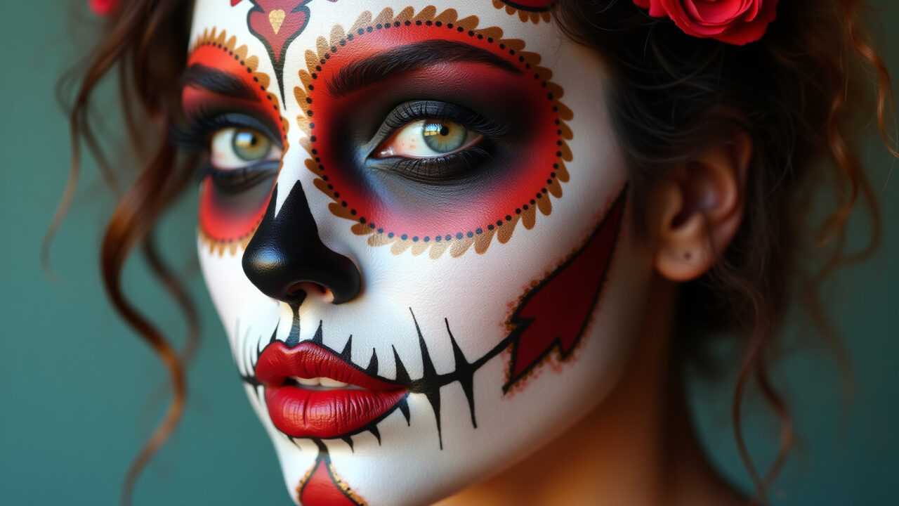 Maquiagem caveira mexicana fácil para Halloween.