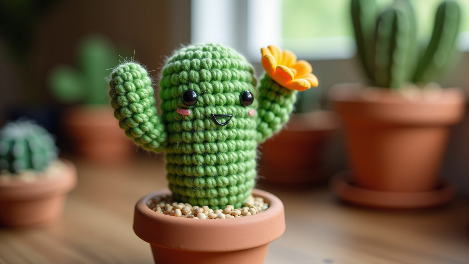 Mini cacto Mandacaru de crochê, decoração brasileira.