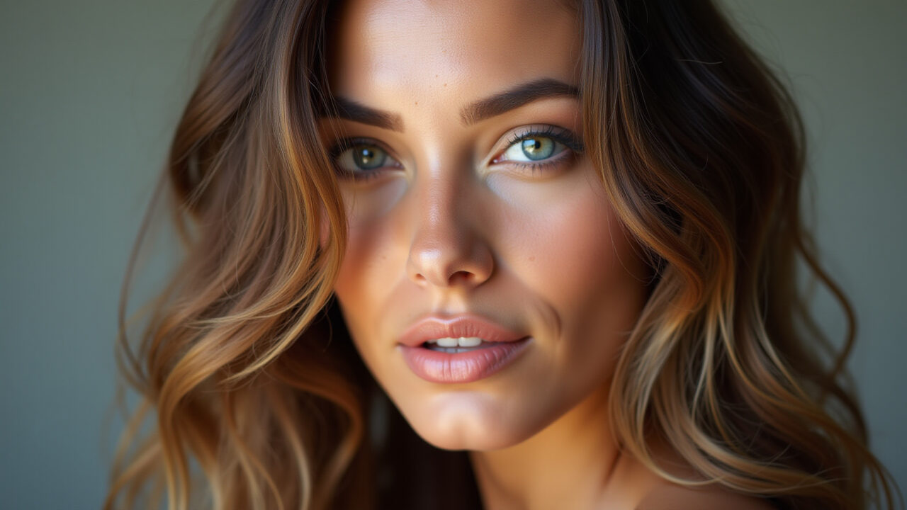 Commercial photography of a woman with brunette ombre hair, natural and elegant look, natural Mulher morena com ombre hair castanho, look natural e elegante.
