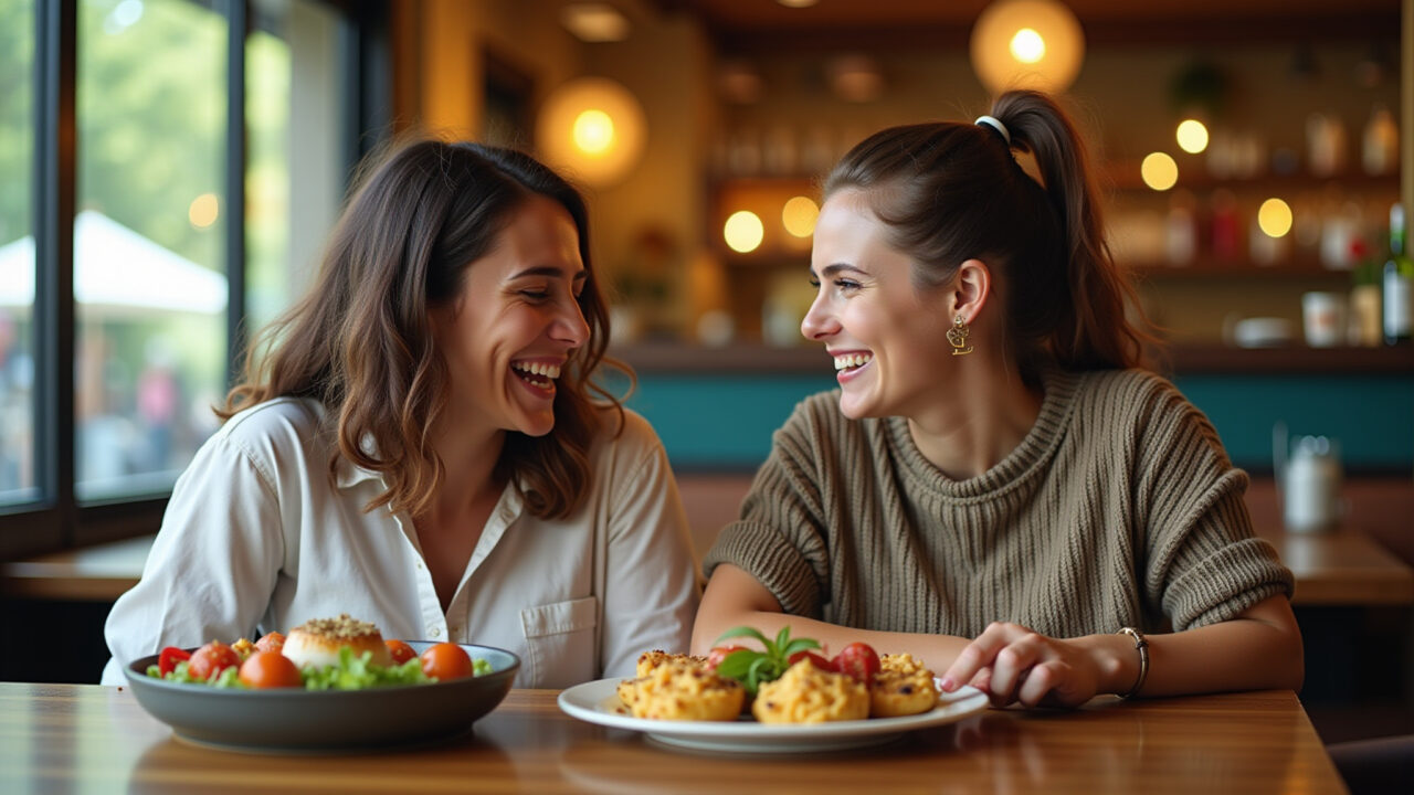 Amigas desfrutando de experiência gastronômica em restaurante brasileiro.