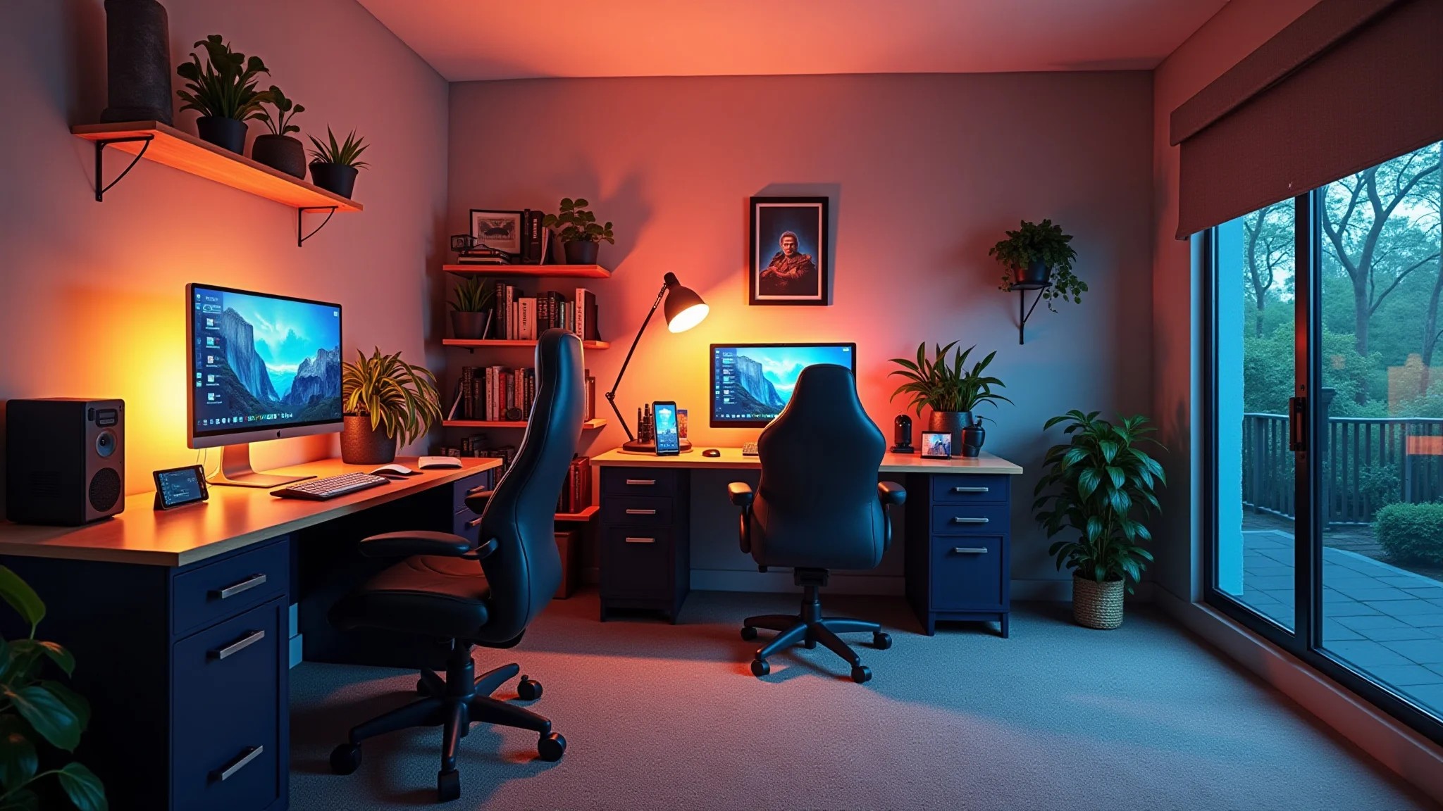 Organizadores criativos em quarto gamer para manter tudo em ordem.