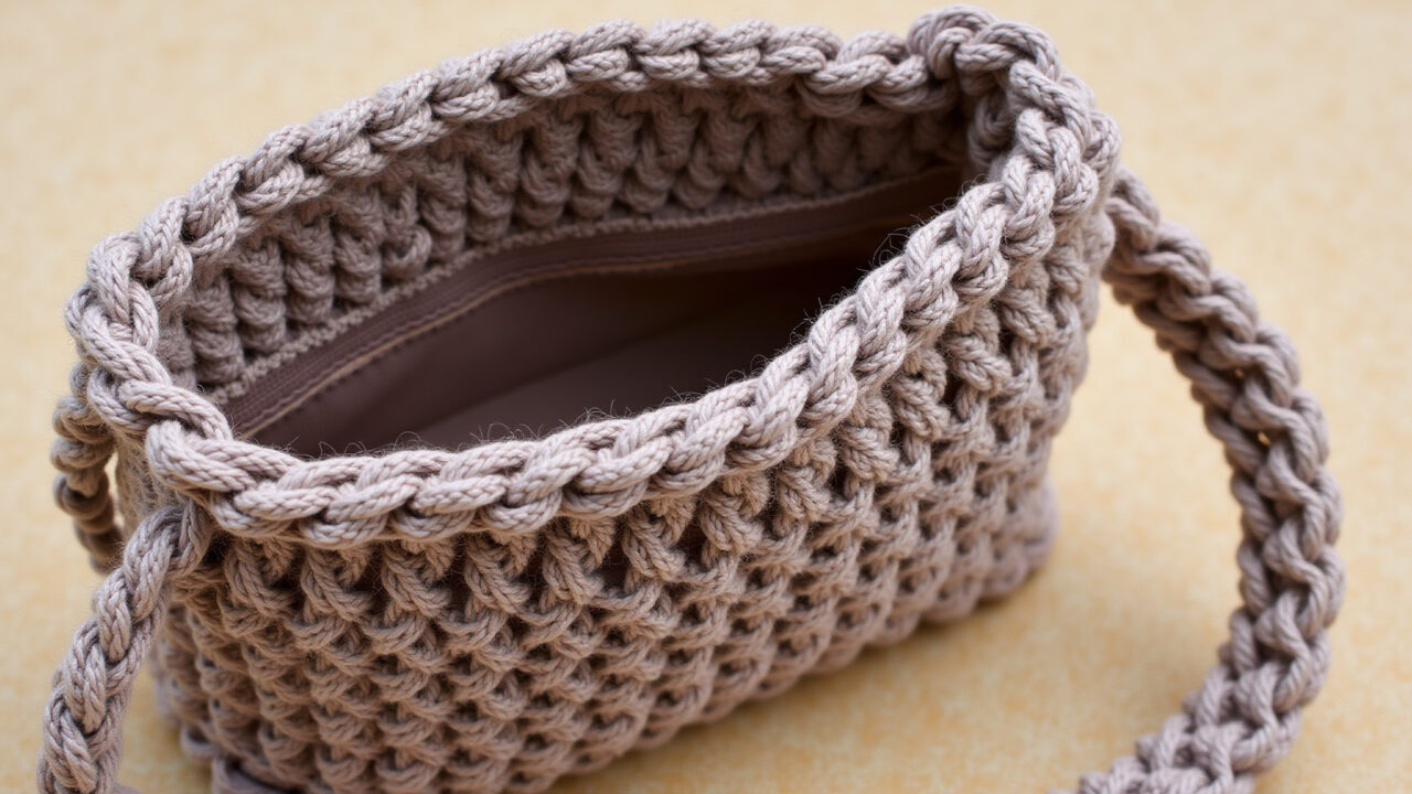 Bolsa infantil de crochê com forro para maior durabilidade.