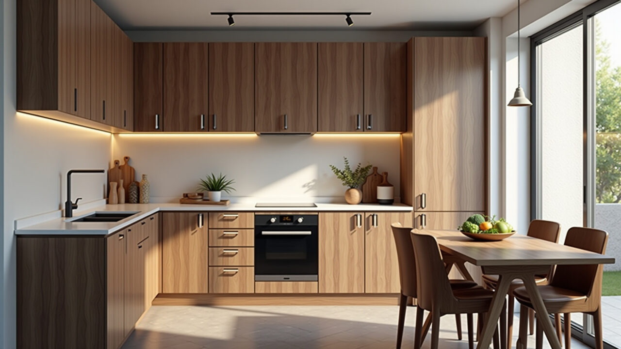 Projeto de cozinha planejada com armários sob medida.