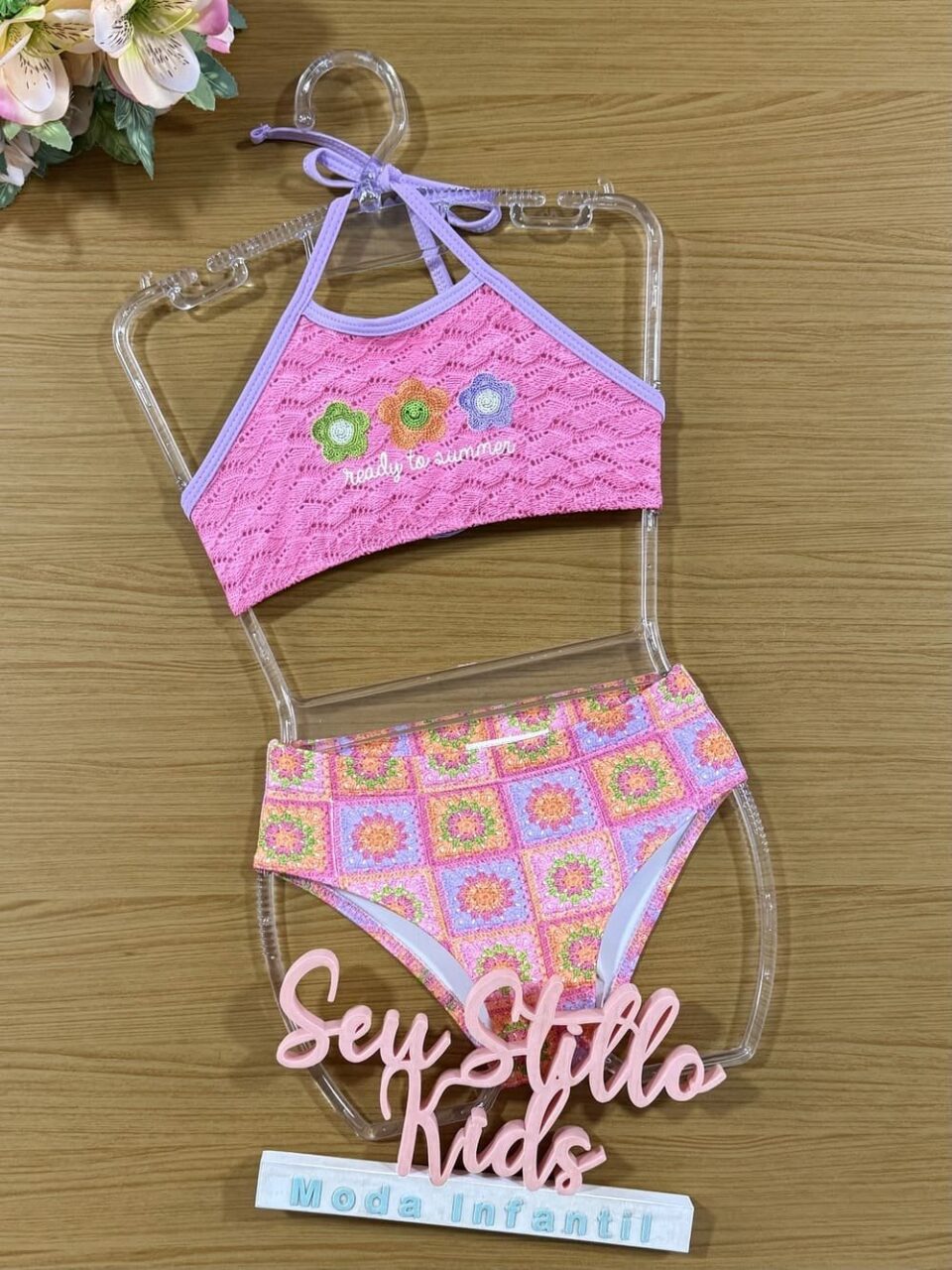 Infantil Kukie Rosa Crochê Florzinha ...