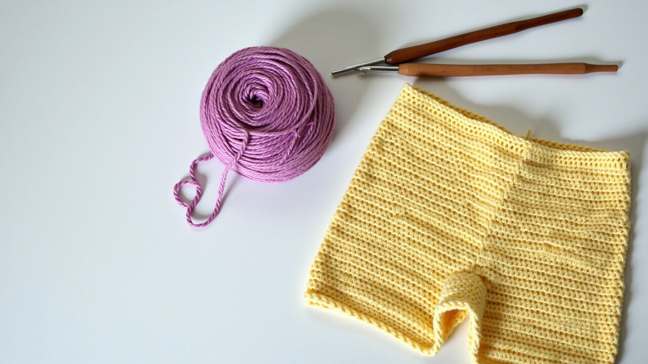 Shorts de crochê para iniciantes, projeto DIY.