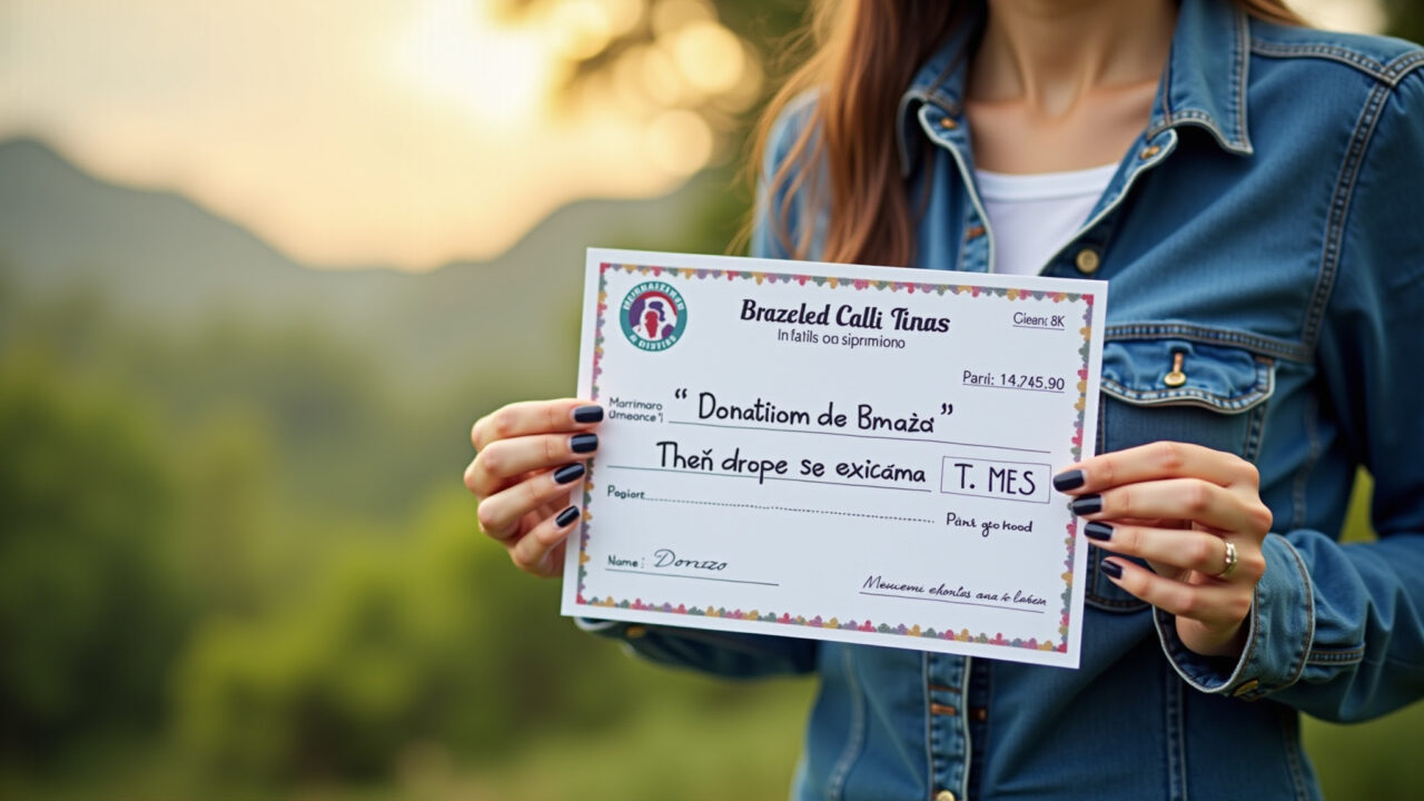 Certificado de doação para causa social em nome do professor.