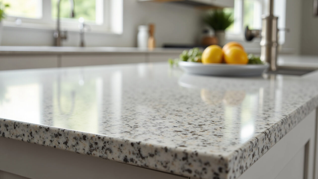 Bancada de granito resistente a riscos.