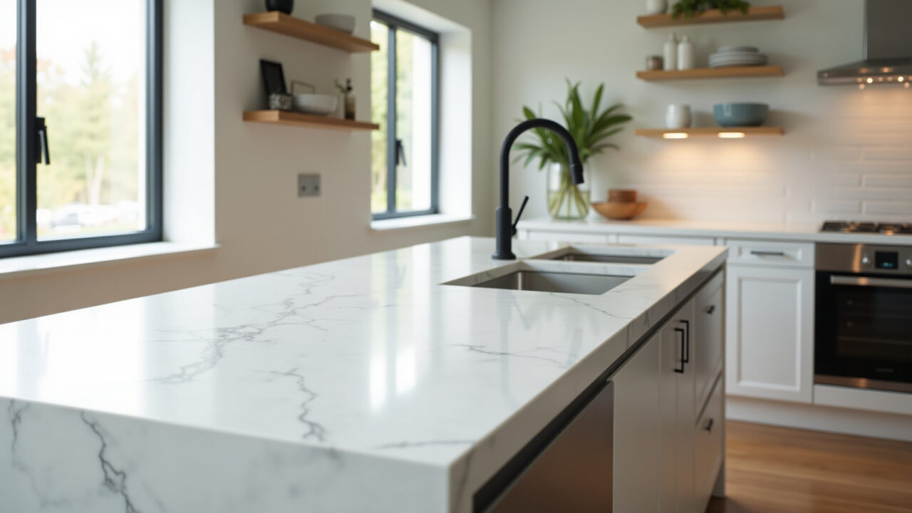 Bancada de quartzo fácil de limpar.