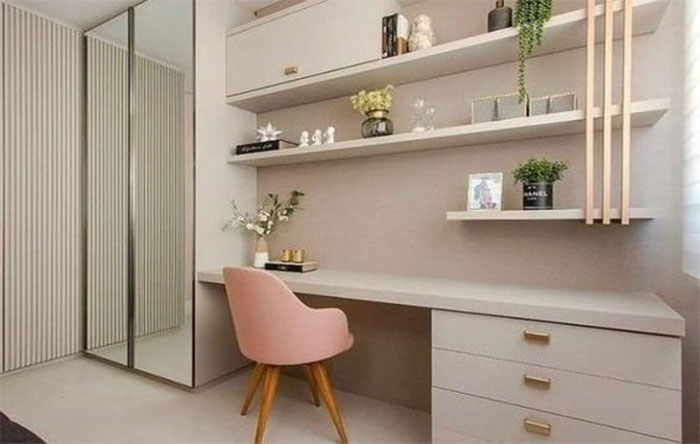 Home Office Com Decoração Feminina ...