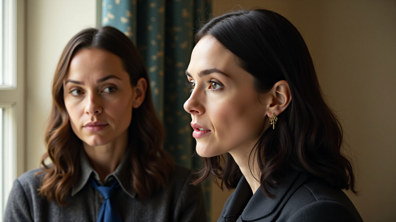 Eve e Villanelle em Killing Eve, com olhares intensos.