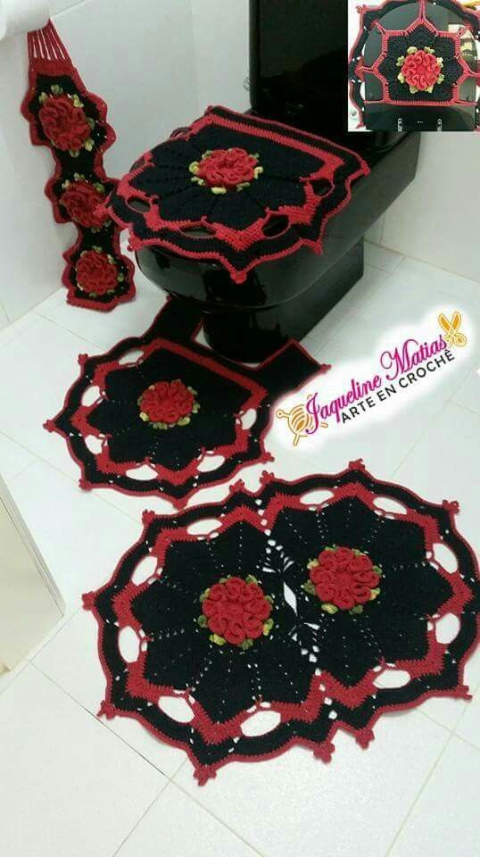 Jogo de Banheiro Camelia Preto e ...