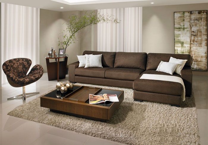 sala marrom, Sala com sofa marrom ...