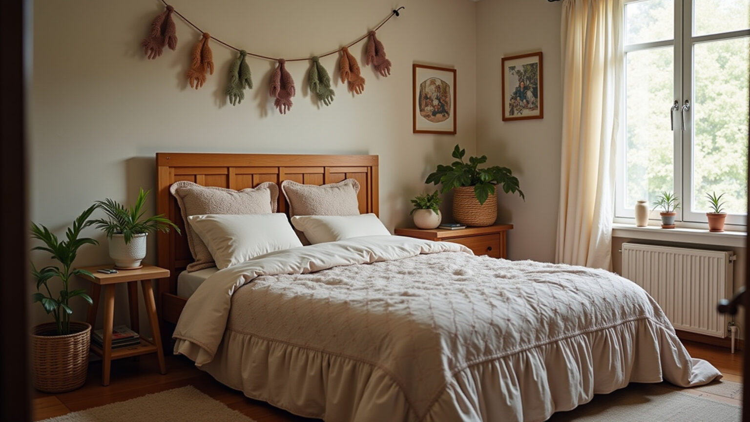 Quarto de casal simples e aconchegante com decoração barata e criativa.