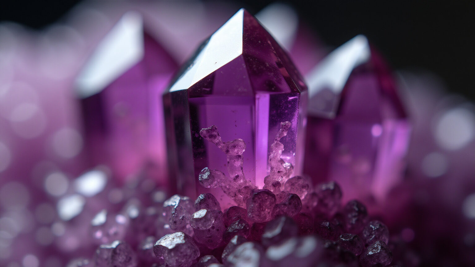 Cristal de purpurita vibrante com tons roxos profundos.