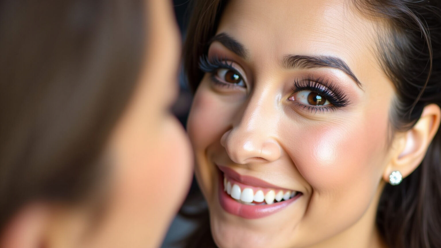 Maquiagem iluminada para noiva: O guia definitivo para brilhar no seu grande dia! Rosto de noiva com maquiagem iluminada e radiante.