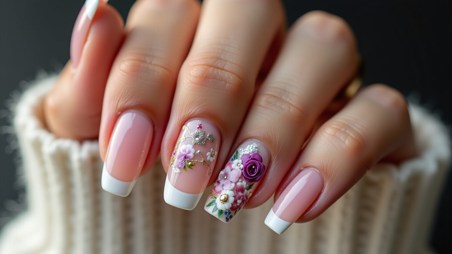 Unhas em gel vibrantes com nail art brasileira criativa.