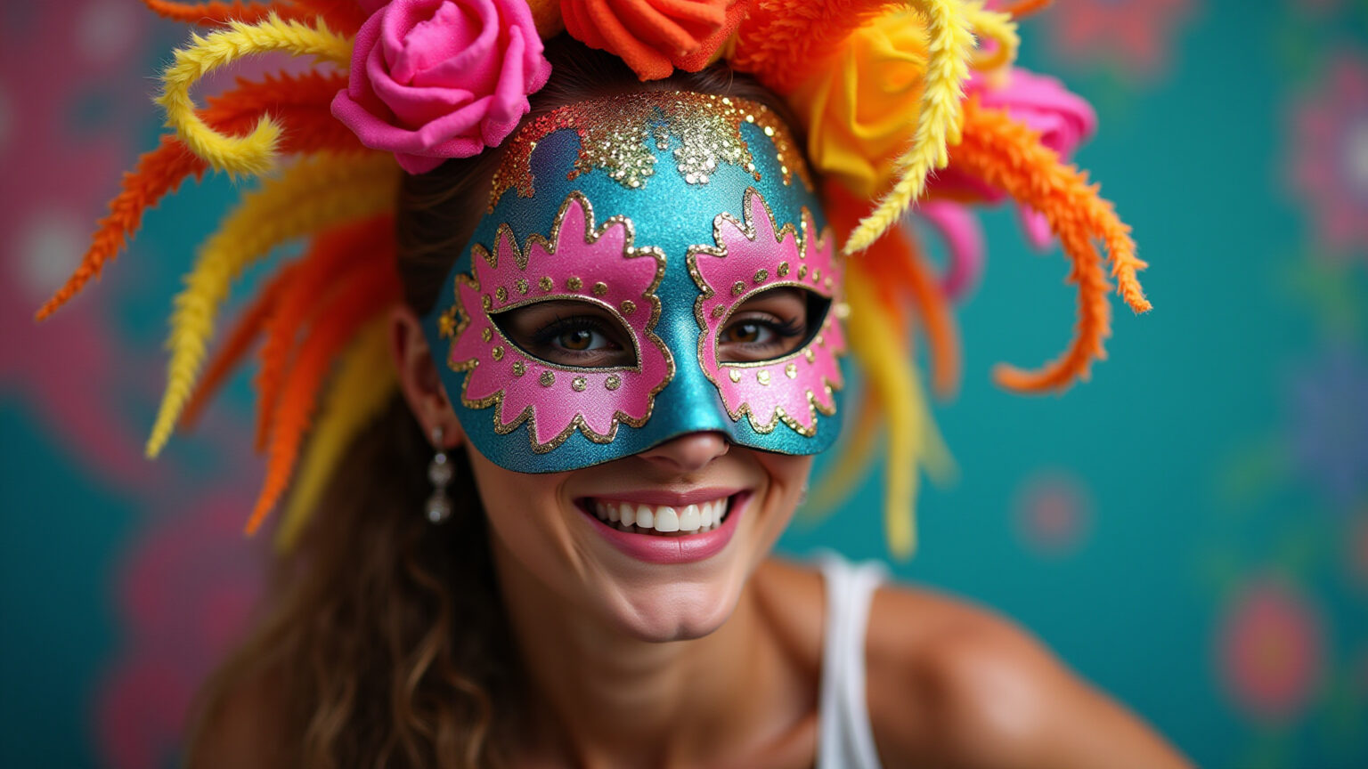 Máscaras de EVA coloridas e festivas para o Carnaval.