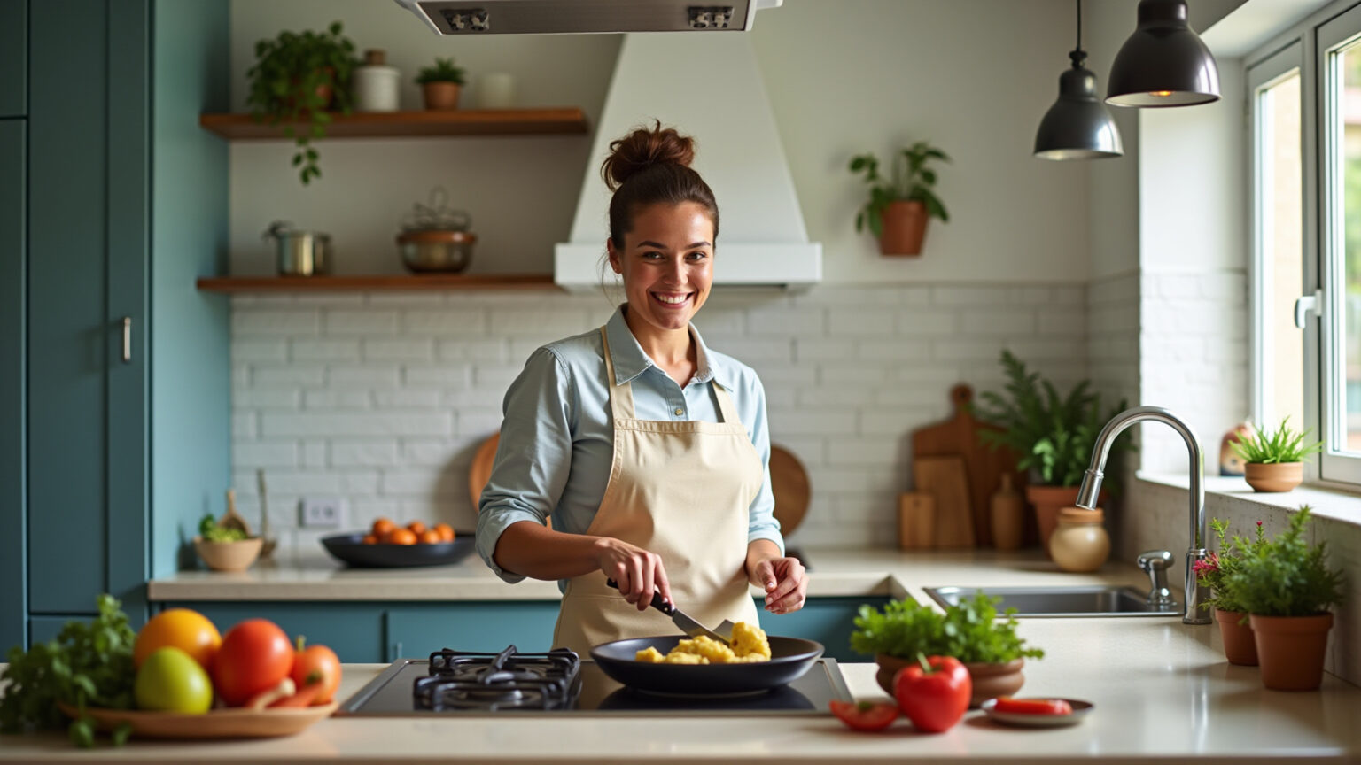 Cozinha ergonômica e funcional com design brasileiro vibrante.