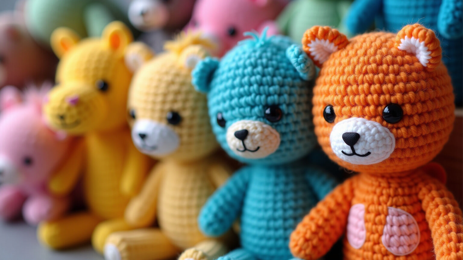 Amigurumis coloridos e seguros para bebês.