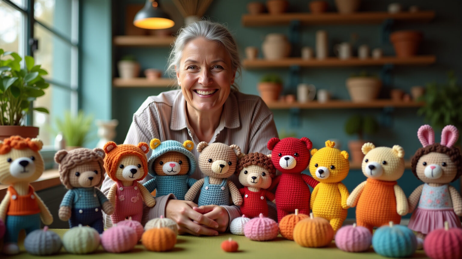 Feed Instagram vibrante de marca de amigurumi de sucesso.