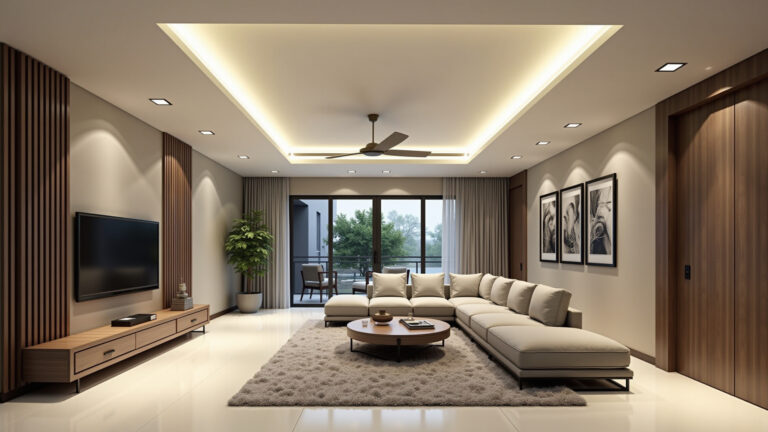 Sanca de gesso para sala: iluminação embutida e elegante