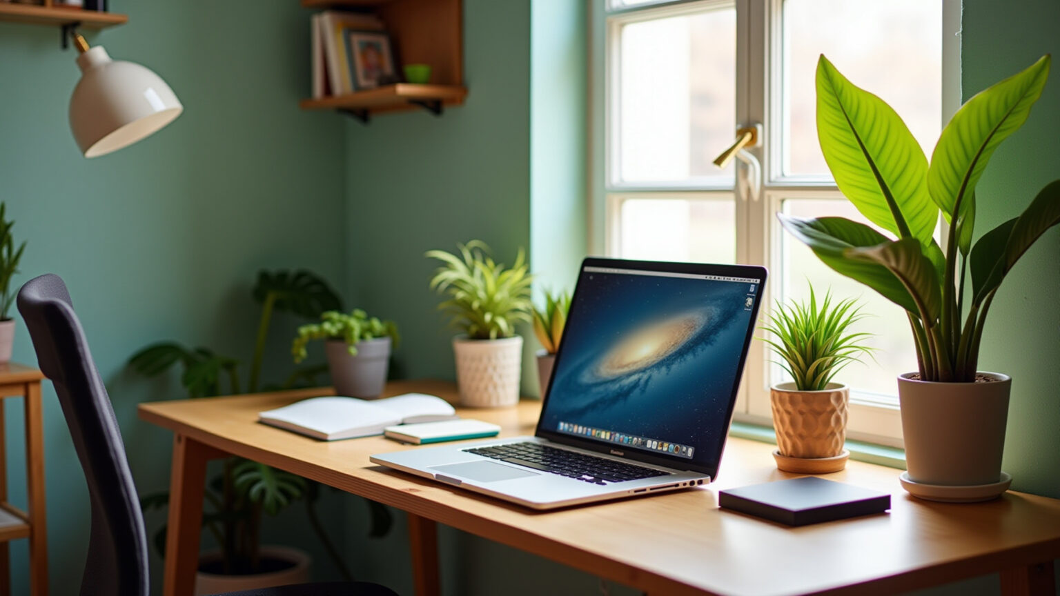 Mesa Para Home Office Pequeno: 5 Modelos Que Cabem no Seu Canto Mesa para home office pequeno com decoração minimalista e vibrante.