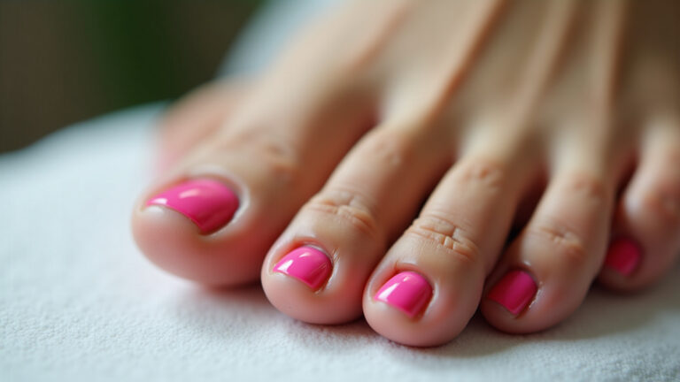 Unhas dos pés pintadas com cores vibrantes em alta.