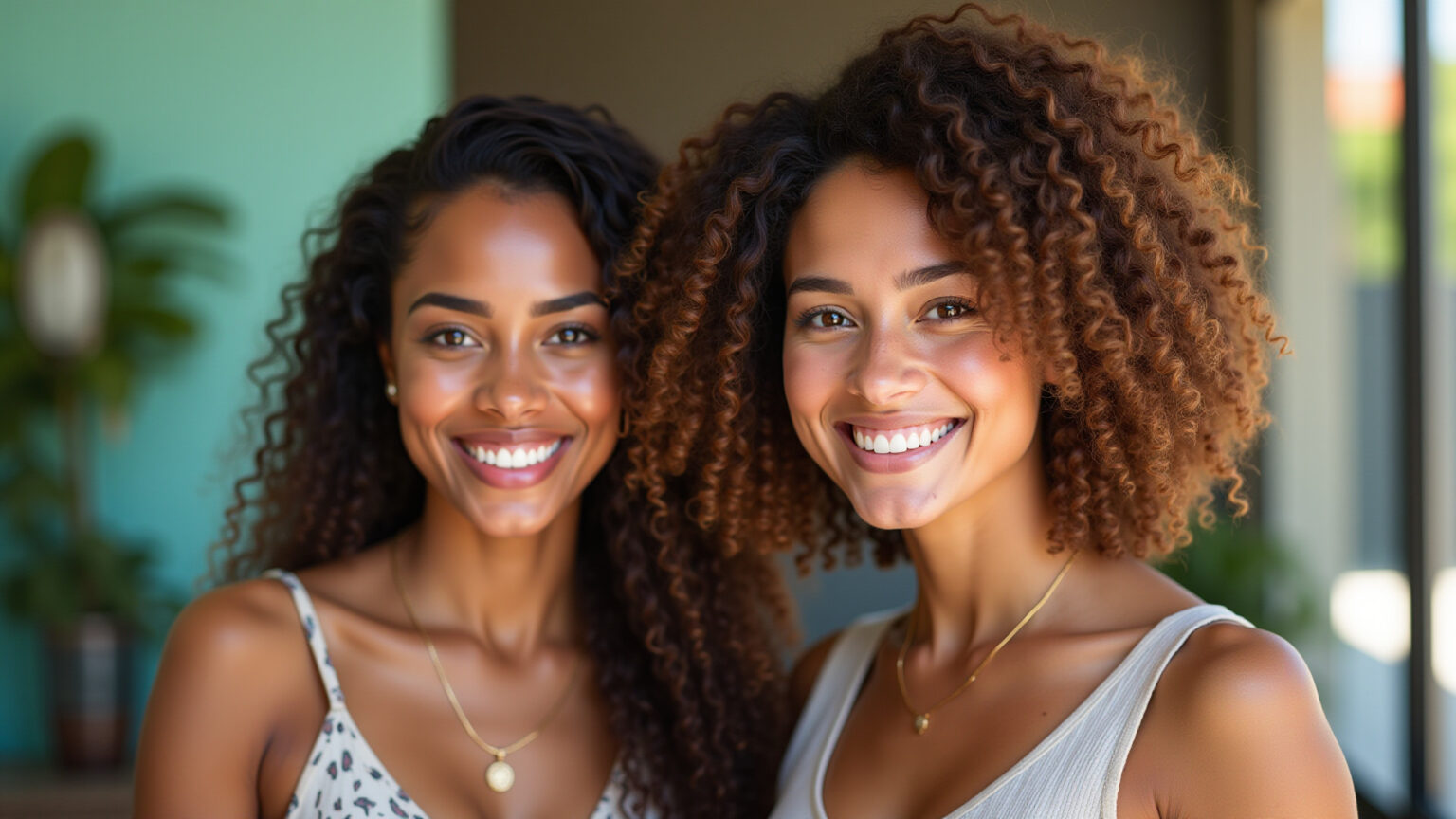 Cabelo curto vs. longo: duas mulheres sorrindo com diferentes estilos.