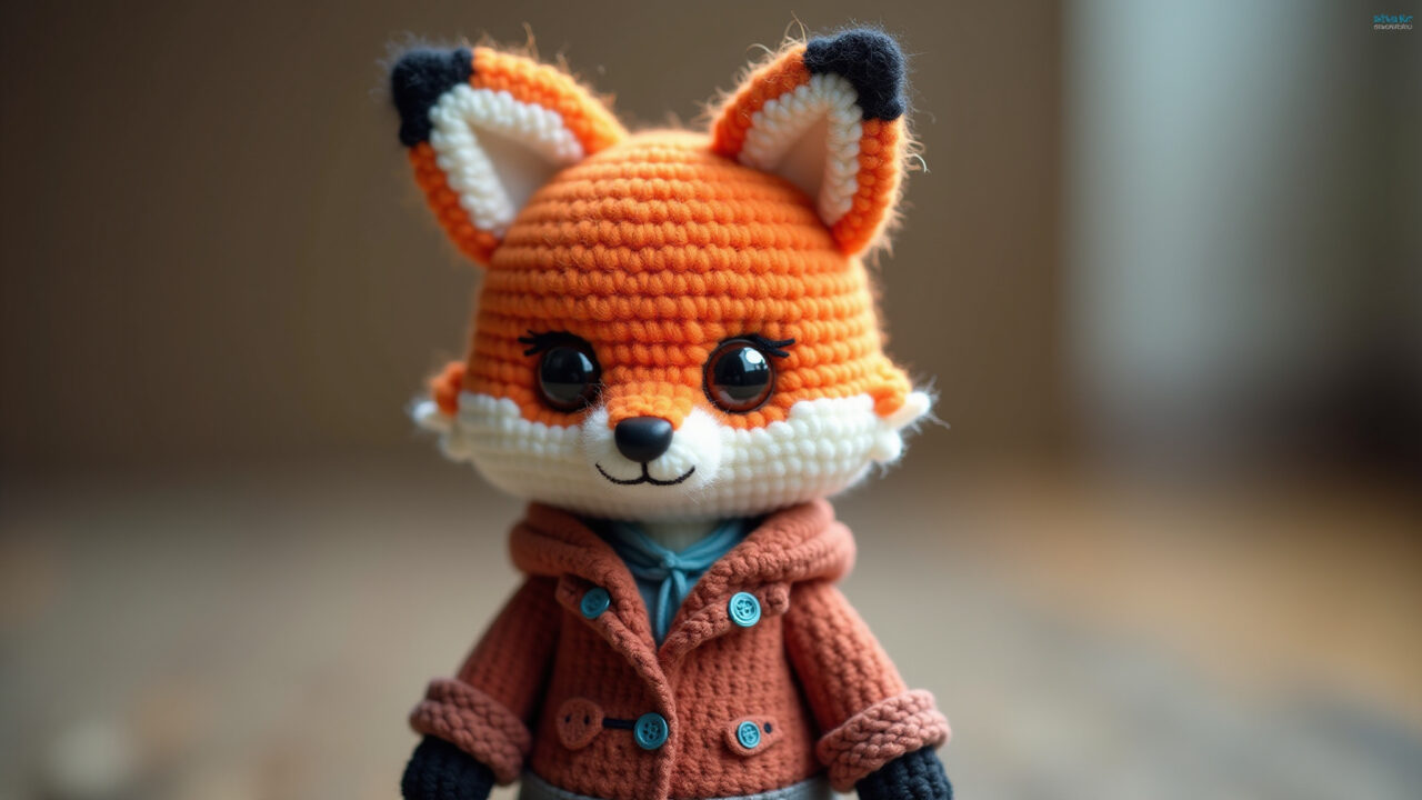 Amigurumi de raposa com roupa, criação personalizada.