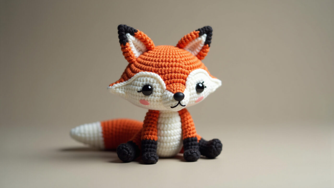 Amigurumi de raposa geométrica, abordagem moderna.