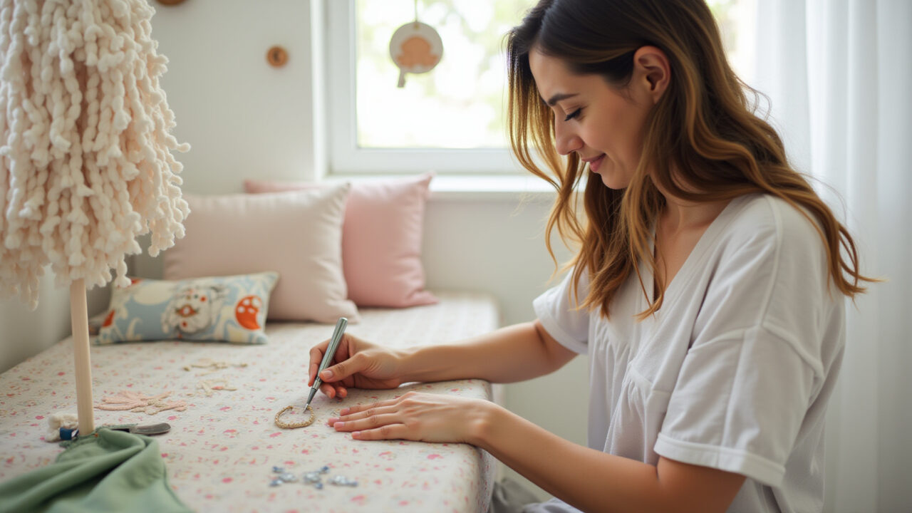 Quarto infantil decorado com artesanato.