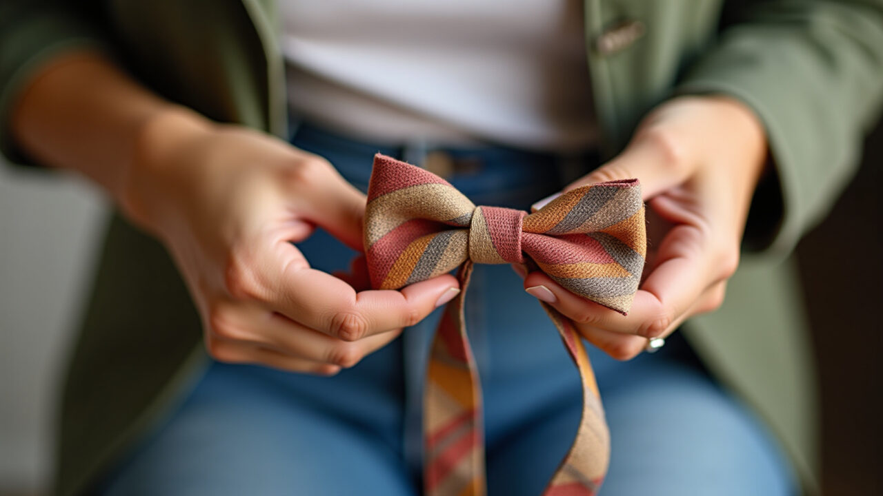Laço feito com material reciclado.