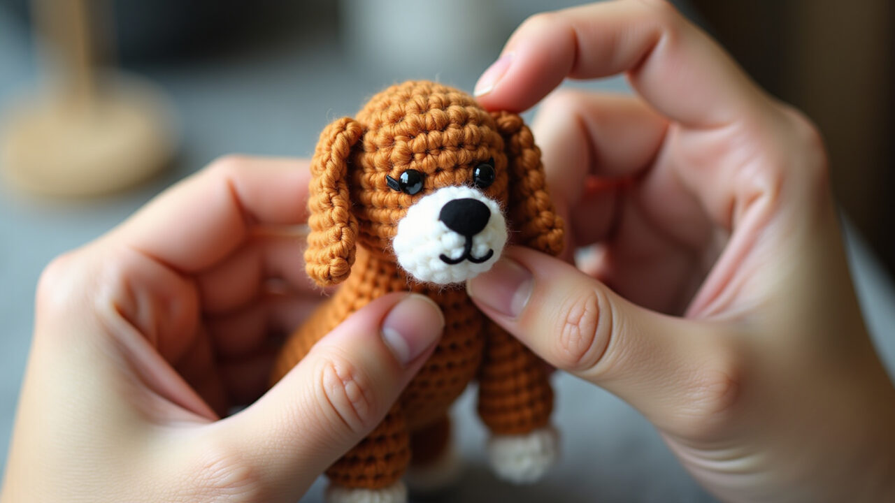 Mini amigurumi personalizado de um cachorrinho de estimação.