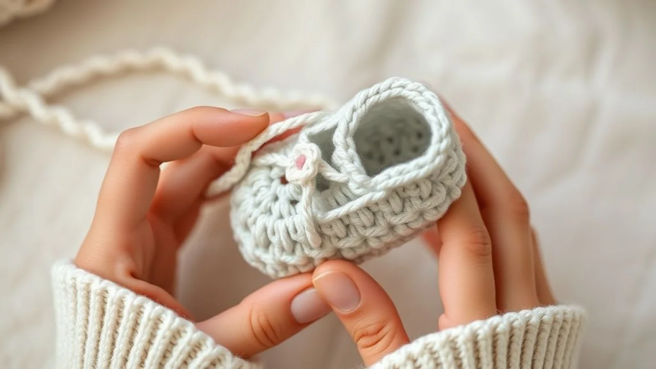 Crochê: detalhe do ponto baixo na confecção de sapatinho de bebê