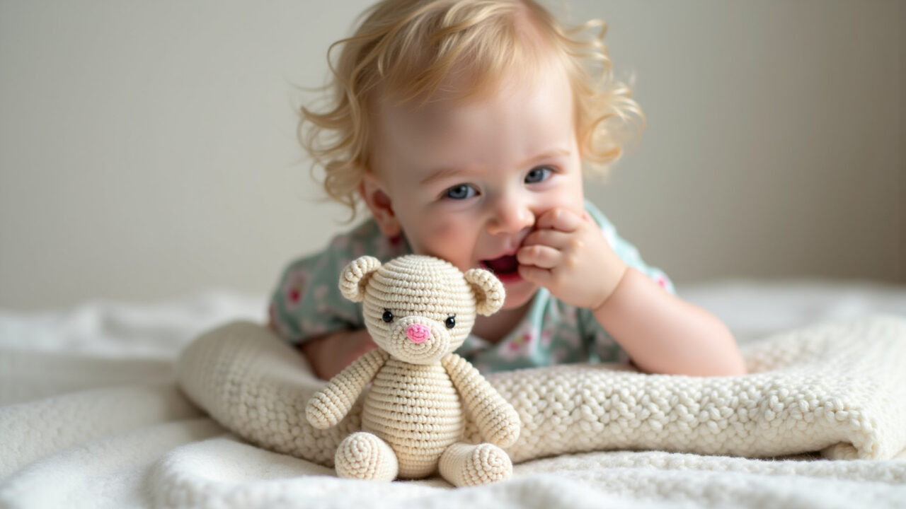 Hipoallergenic amigurumi, organic cotton yarn, anti-mold filling, baby with allergies, soft focus, Amigurumi hipoalergênico para bebês com alergias.