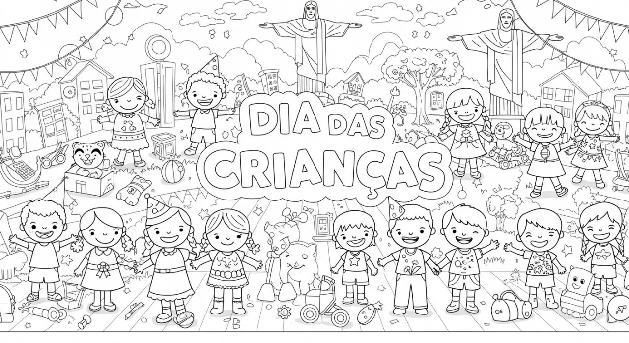 Dia das Criancas para Colorir
