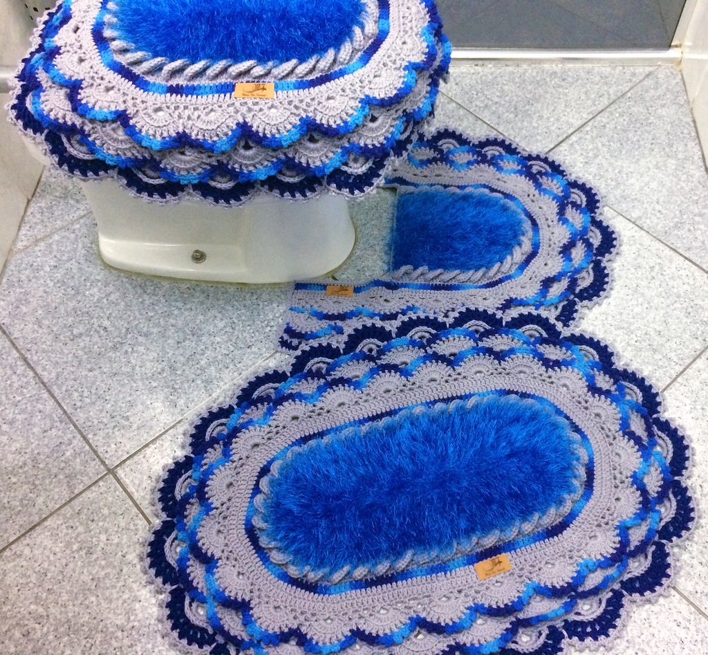 Jogo de banheiro croche Magnifico azul ...