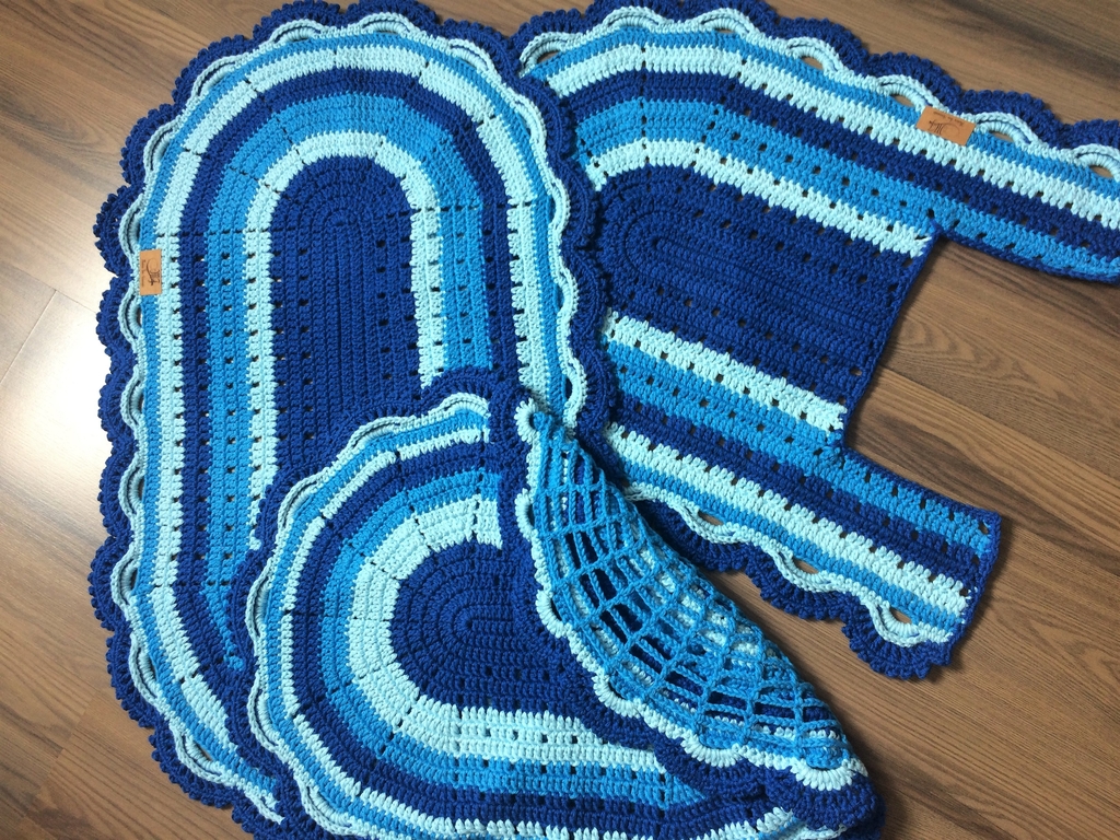 Jogo de banheiro croche Ternura mix azul