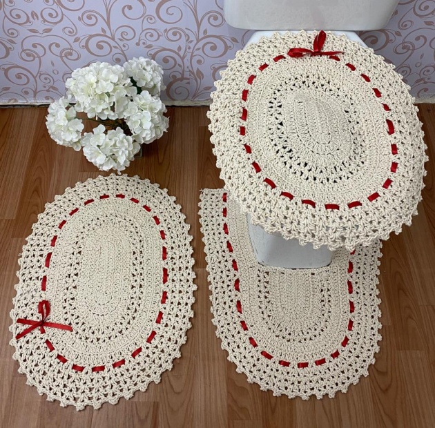 JOGO DE BANHEIRO CROCHÊ 3 PEÇAS ...