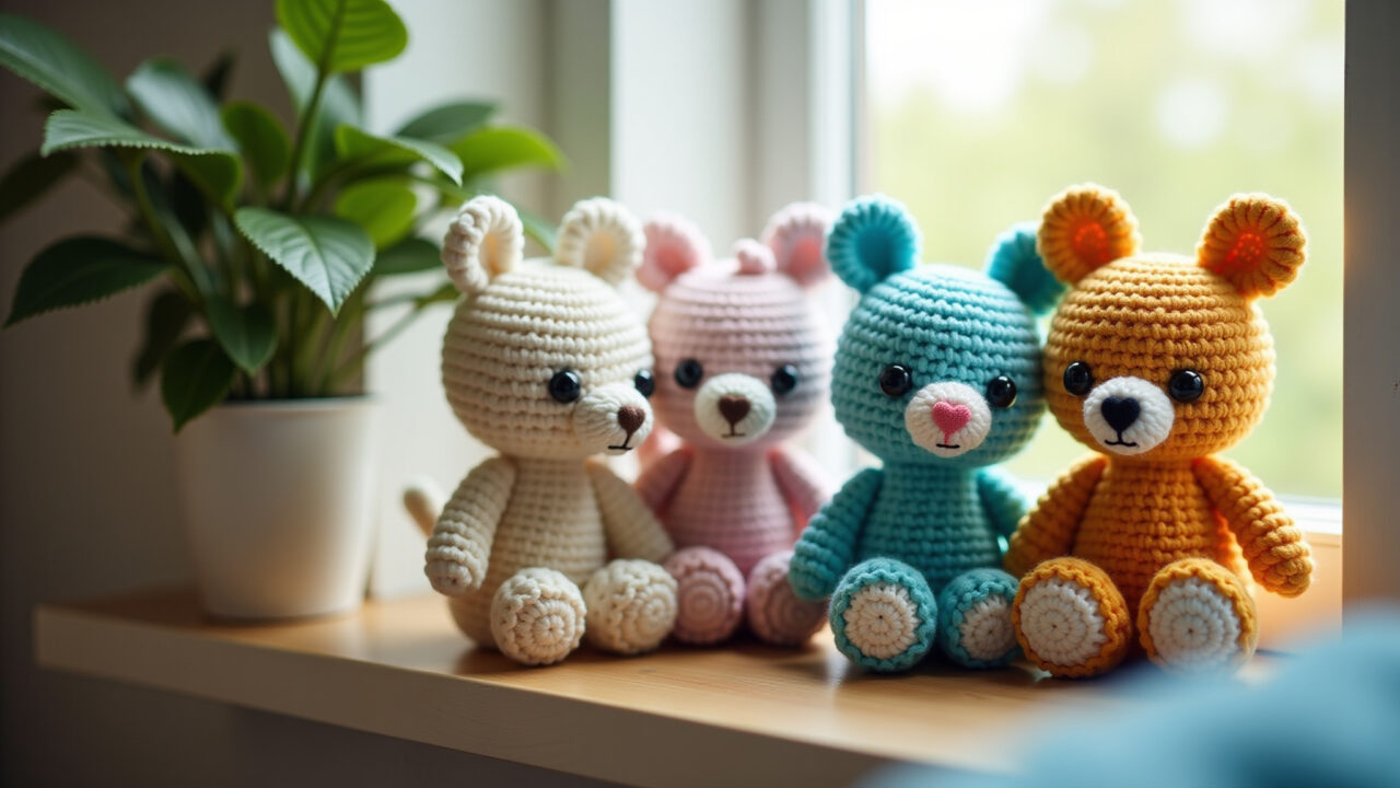 Lifestyle photography, amigurumi next to a window with soft natural light, smartphone visible, Amigurumi fotografado com celular perto da janela.