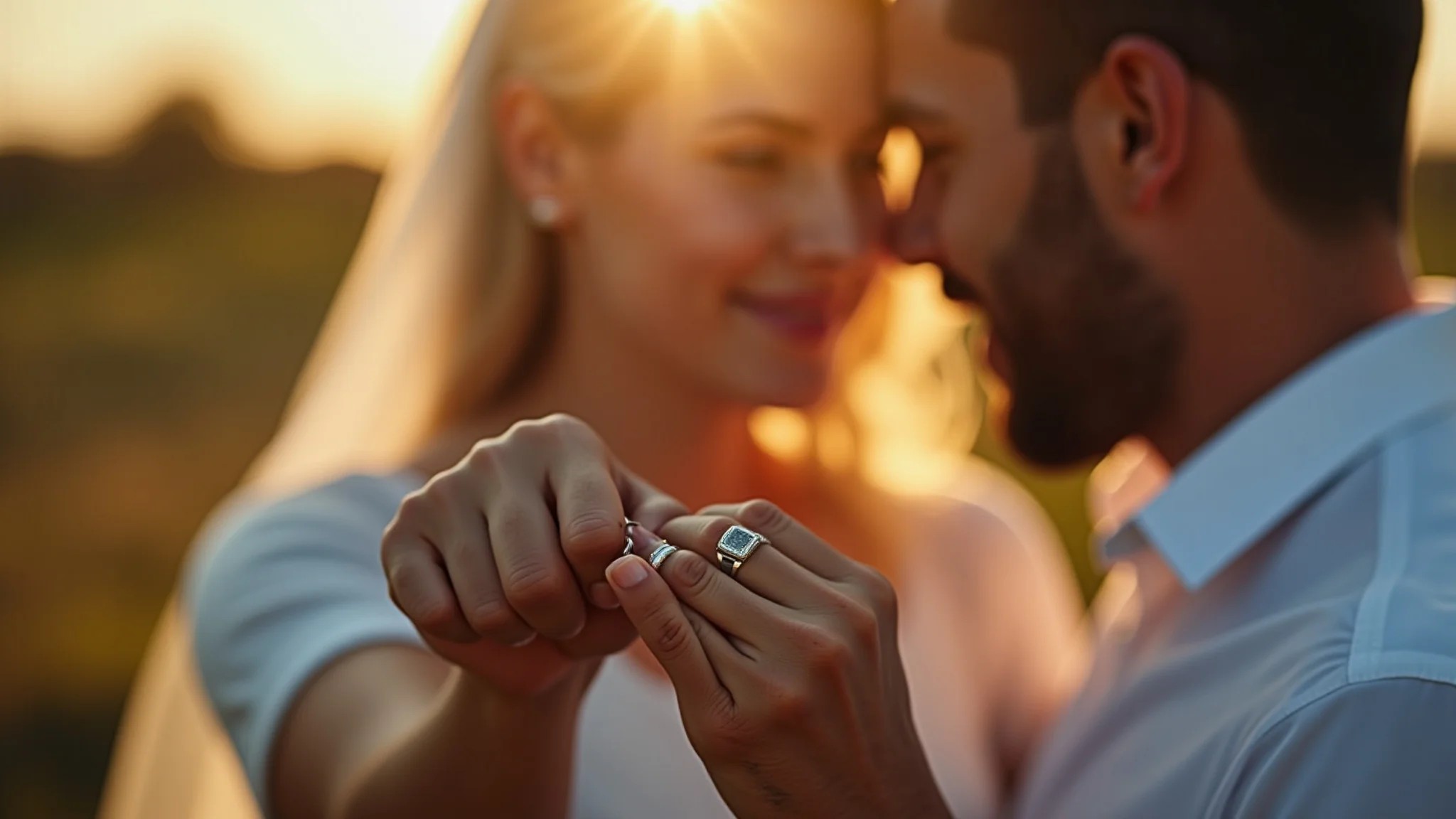 Casal brasileiro escolhendo as alianças para o casamento civil.