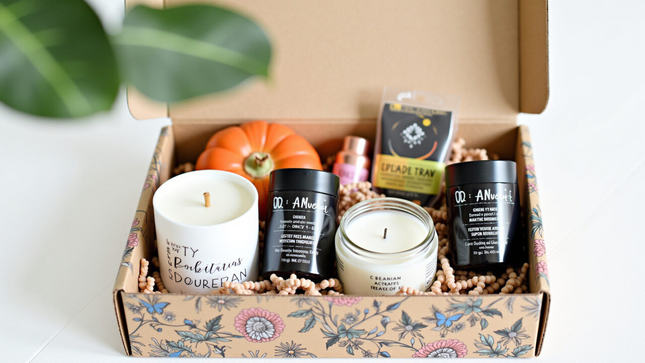 Kit de autocuidado personalizado para amiga com produtos de beleza brasileiros.